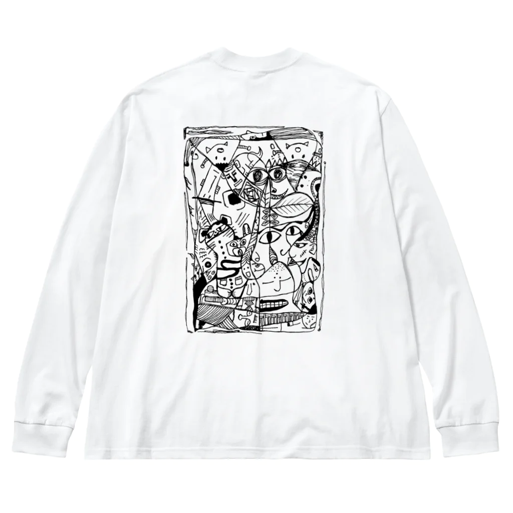 ZIGZIG CIDER GRAPHICのいろんな所にいろんな顔 Big Long Sleeve T-Shirt