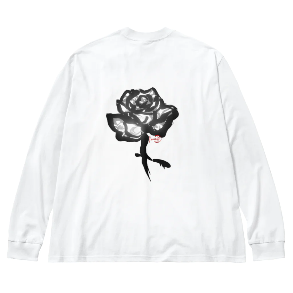 紅空月(kouzuki)designの和筆薔薇 ビッグシルエットロングスリーブTシャツ