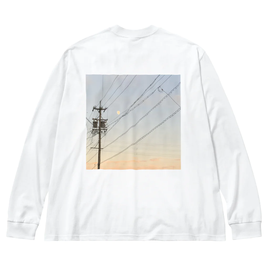 しろのいろいろしょっぷの電柱と月 Big Long Sleeve T-Shirt