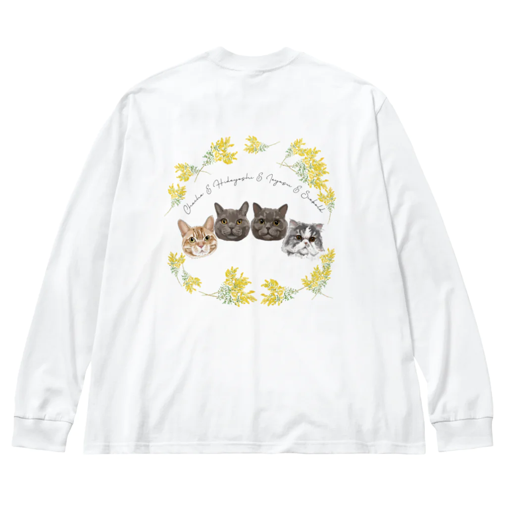 みきぞーん｜保護猫 ミッキー画伯と肉球とおともだちのcha&hide&yasu&si ビッグシルエットロングスリーブTシャツ