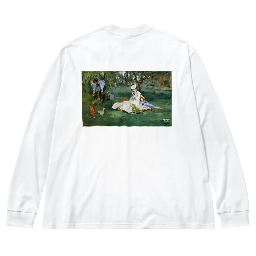 HermannStrasseのモネとグリーンイグアナ：バックプリント Big Long Sleeve T-Shirt