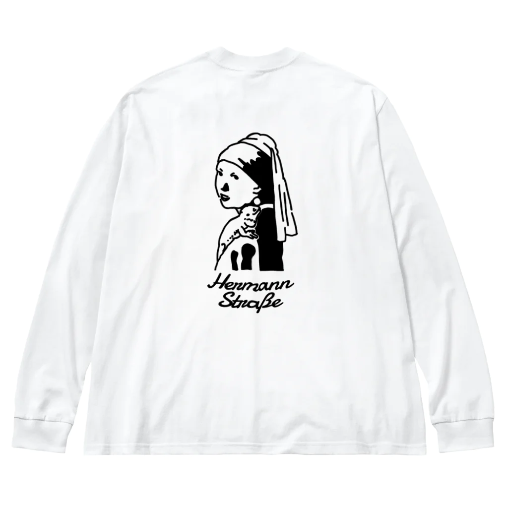 HermannStrasseのイラスト絵画 / フェルメールとフトアゴヒゲトカゲ：バックプリント Big Long Sleeve T-Shirt