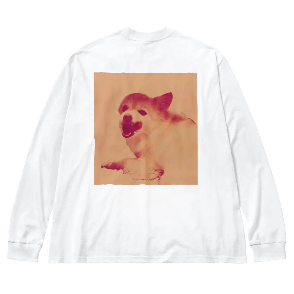 iＮUの威嚇する犬 루즈핏 롱 슬리브 티셔츠