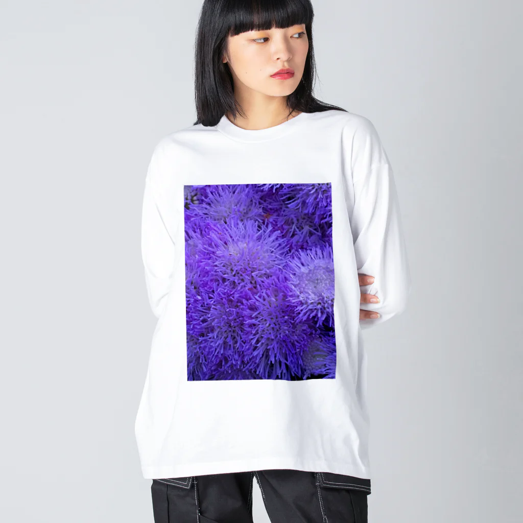 piroskaのふわふわ紫色の花 Big Long Sleeve T-Shirt