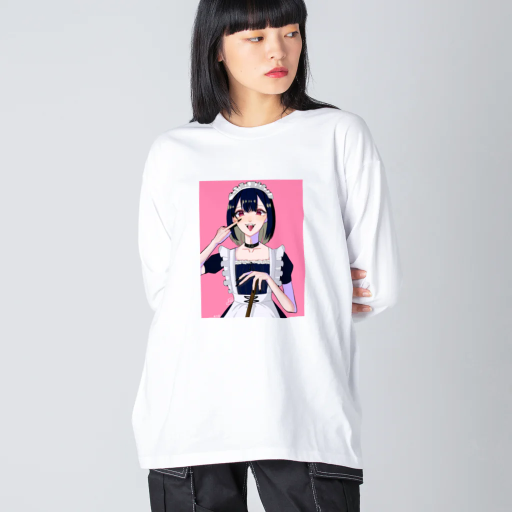 ささみふりゃいshopの女装メイドちゃん ビッグシルエットロングスリーブTシャツ