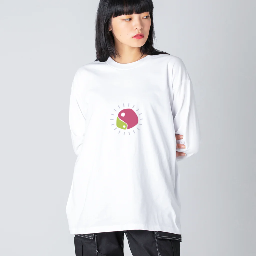 ジビエ屋のゆるマガタマ（黄緑×ピンク） ビッグシルエットロングスリーブTシャツ