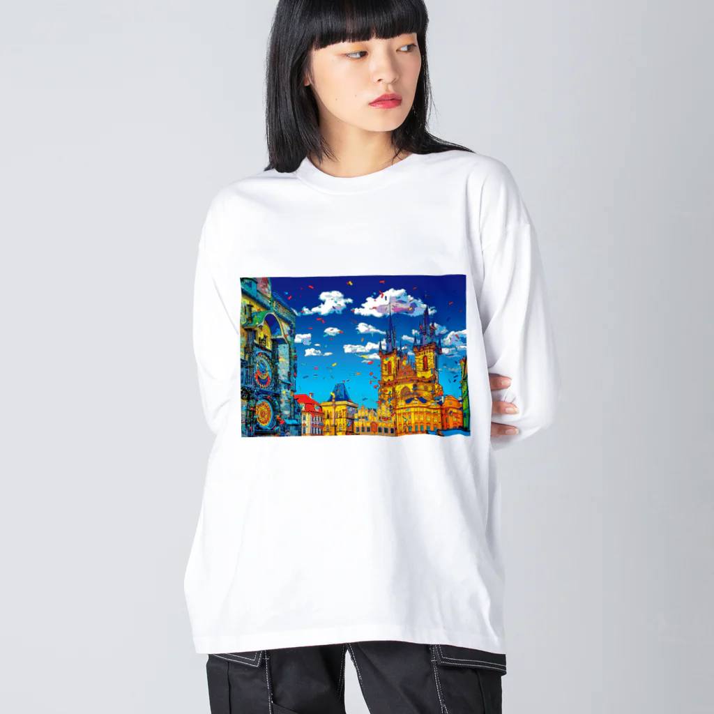 GALLERY misutawoのチェコ プラハの天文時計とティーン教会 Big Long Sleeve T-Shirt