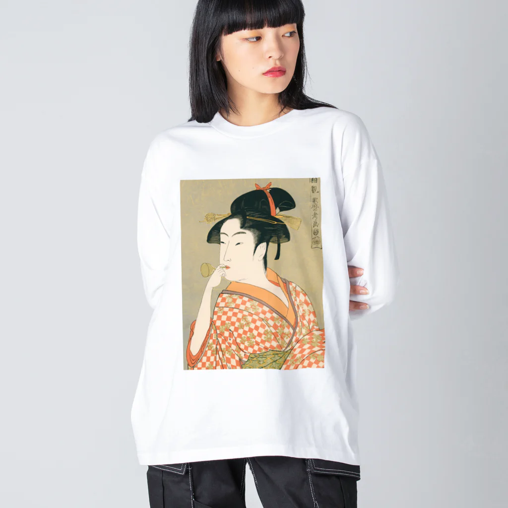 寿めでたや(ukiyoe)のUkiyoe　Utamaro ビッグシルエットロングスリーブTシャツ