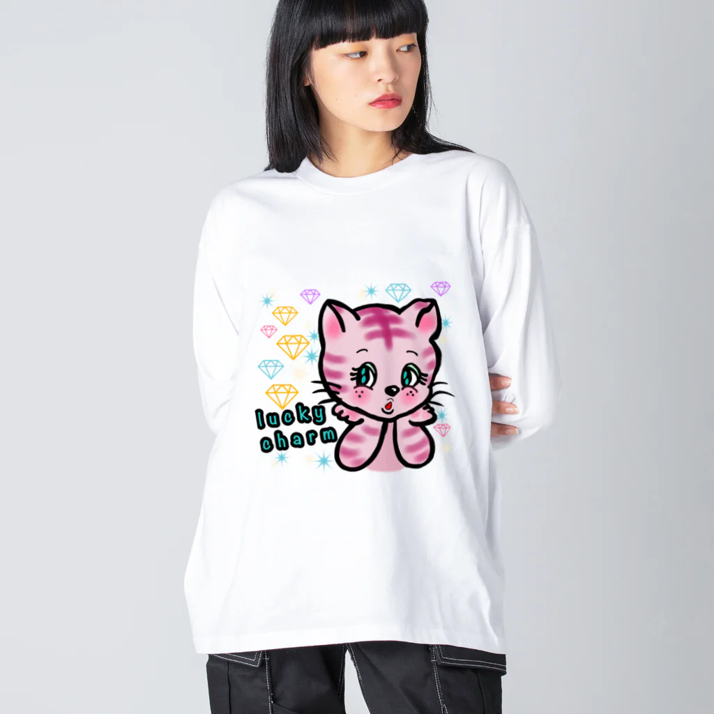 lucky charmのピンクベリーキャット♡ Big Long Sleeve T-Shirt