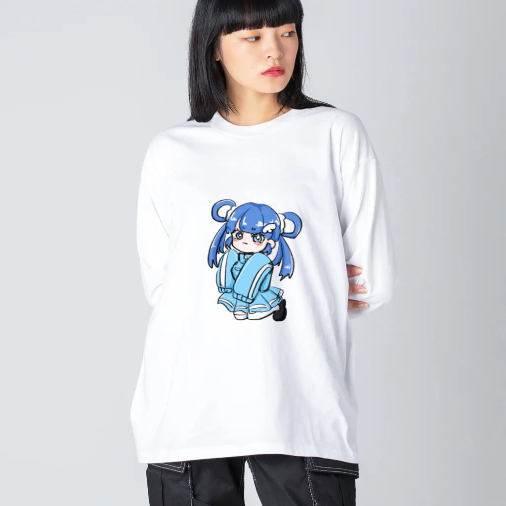 海蘭の水色ジャージちゃん(透過) ビッグシルエットロングスリーブTシャツ