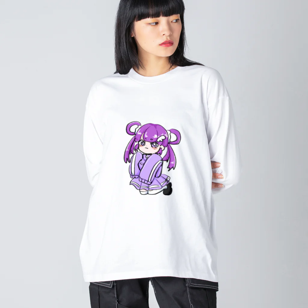 海蘭の紫ジャージちゃん(透過) ビッグシルエットロングスリーブTシャツ