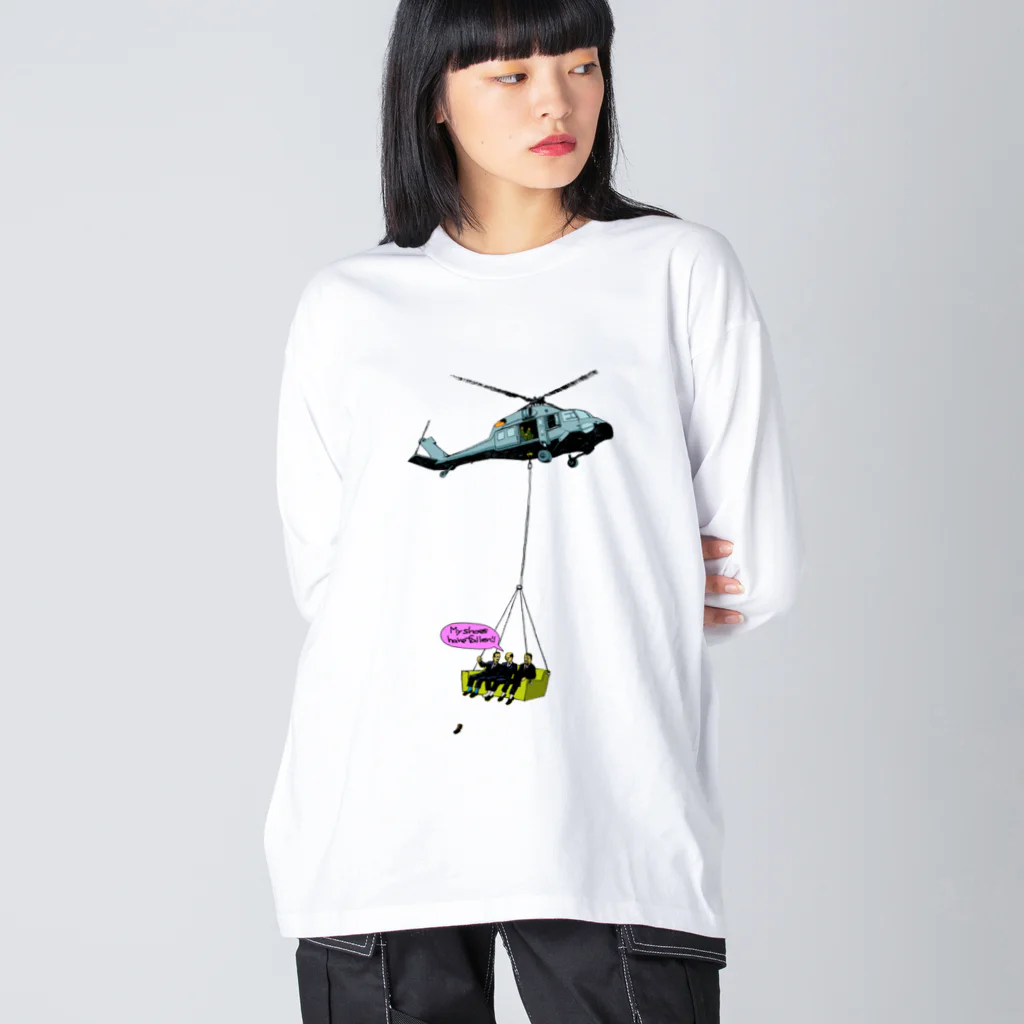 Little MachoのVIP送迎ヘリ ビッグシルエットロングスリーブTシャツ