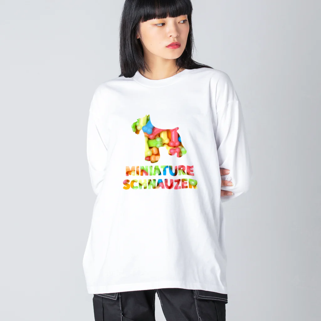 onehappinessのミニチュアシュナウザー　骨ガム Big Long Sleeve T-Shirt