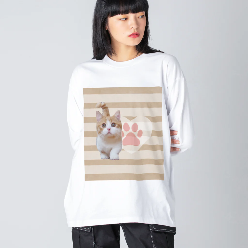 ねこねこ王国のほっこりにゃ猫トラちゃん２ ビッグシルエットロングスリーブTシャツ