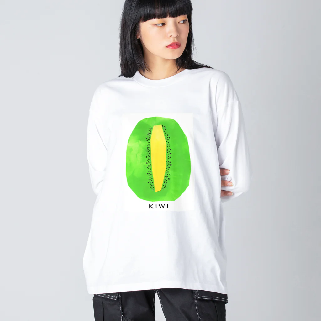 花と女性のイラストレーションのキウイ（kiwifruit）2022 ビッグシルエットロングスリーブTシャツ