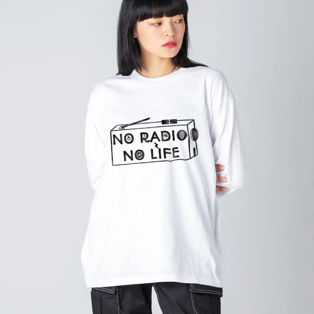 ぺんぎん24のNO RADIO NO LIFE(ブラック) ビッグシルエットロングスリーブTシャツ