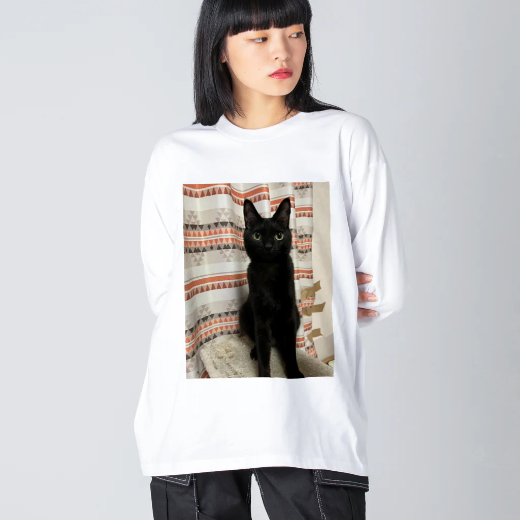 キキの黒猫ショップの黒ネコちゃん ビッグシルエットロングスリーブTシャツ