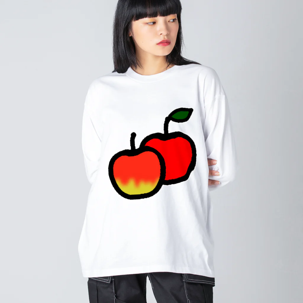 脂身通信Ｚの【両面プリント】のぼり旗♪りんご直売1910 ビッグシルエットロングスリーブTシャツ