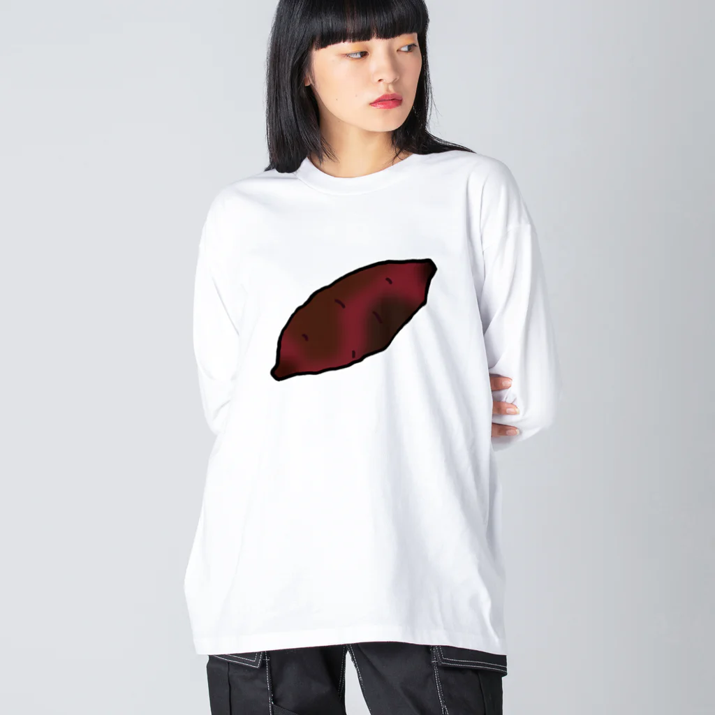 脂身通信Ｚの【両面プリント】のぼり旗♪焼きいも1911 ビッグシルエットロングスリーブTシャツ