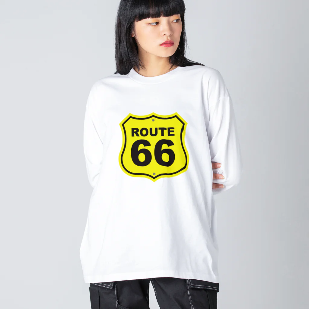 アロハスタイルハワイのU.S. Route 66  ルート66　イエロー ビッグシルエットロングスリーブTシャツ