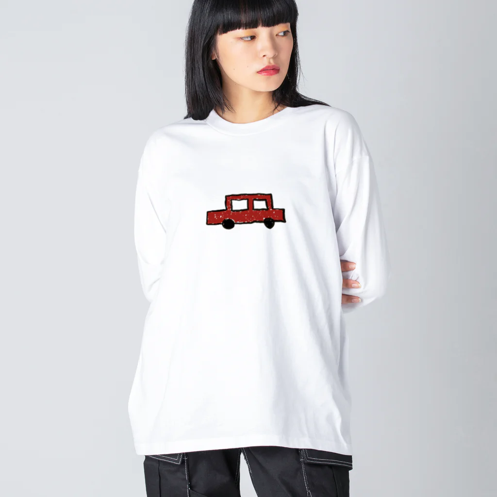 tamaccoの赤い車 ビッグシルエットロングスリーブTシャツ