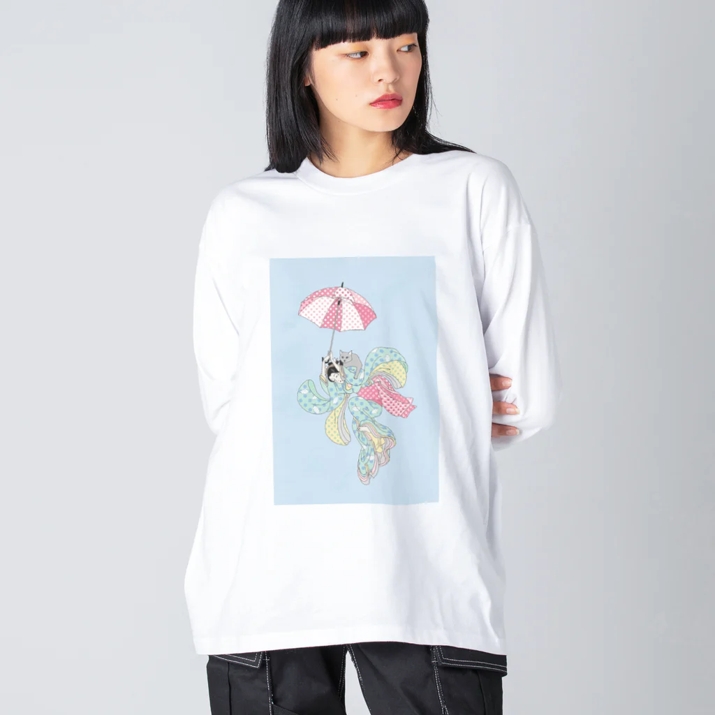 keeeeeep smilingの傘じゃ飛べんでしょ... #ねこのきもち Big Long Sleeve T-Shirt