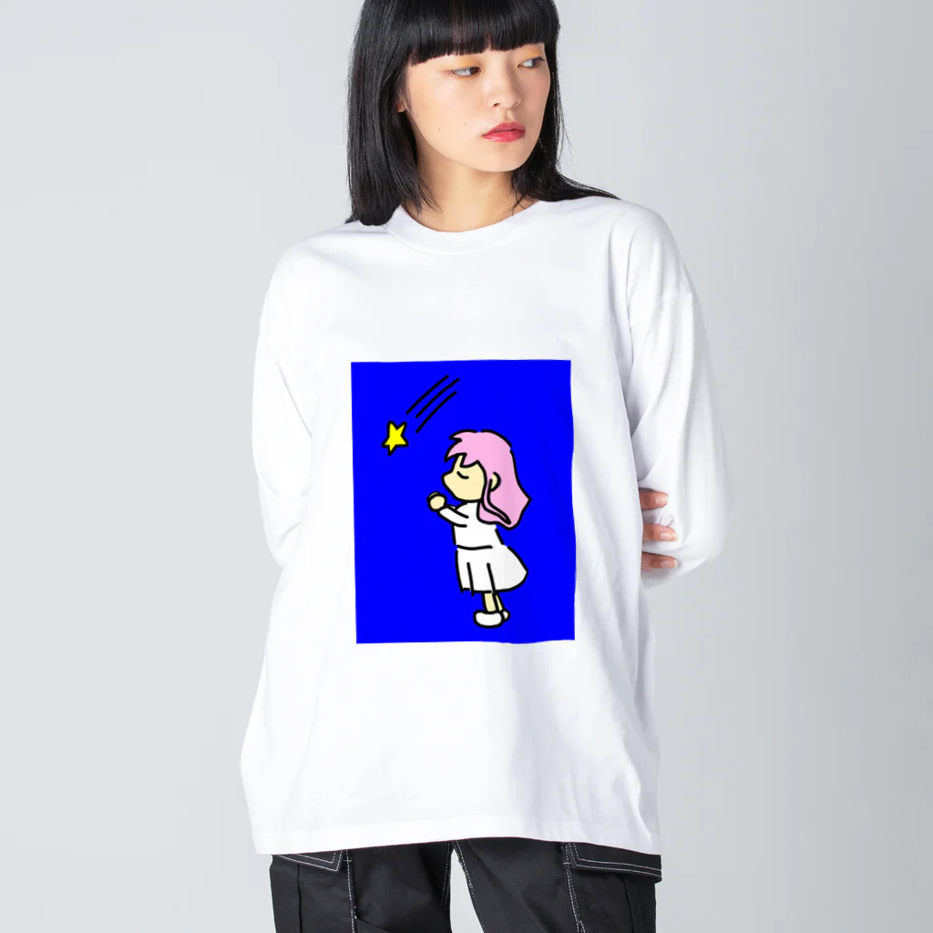 greetenの夜空　星に願いを ビッグシルエットロングスリーブTシャツ