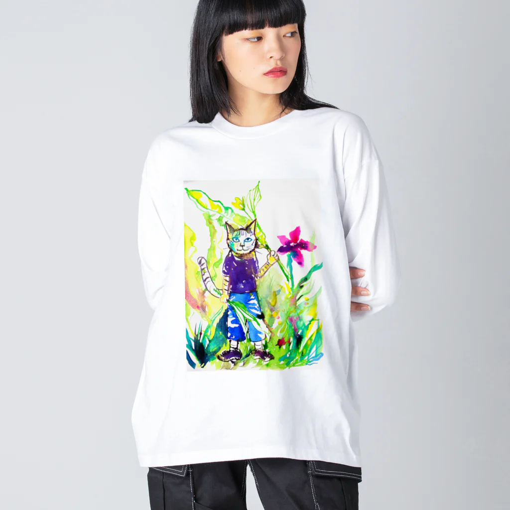 あおニャーマンの猫の少年 Big Long Sleeve T-Shirt