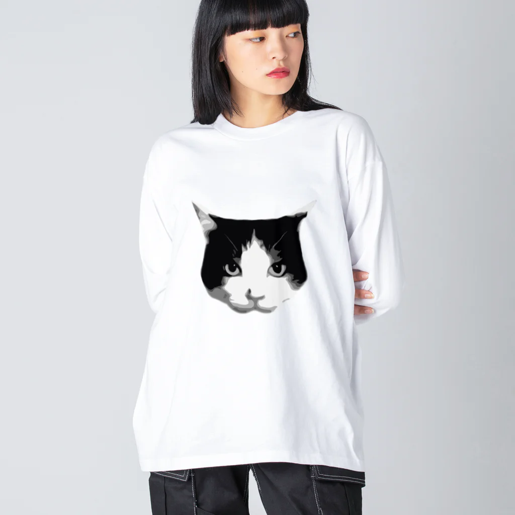 ハチワレちゃんのハチワレ猫　モノクロ02 Big Long Sleeve T-Shirt