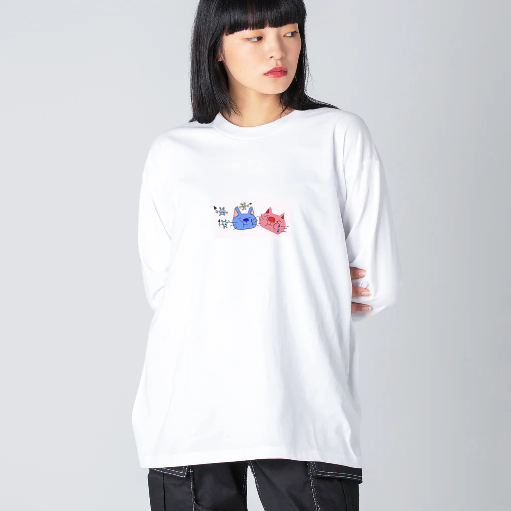 ほっこりの虫歯ニャン2 ビッグシルエットロングスリーブTシャツ