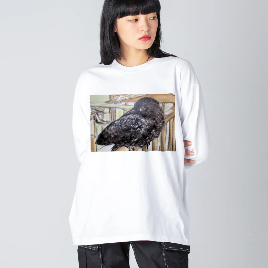 パート主婦しずかのオリジナルイラストグッズのカラスのハッピー Big Long Sleeve T-Shirt