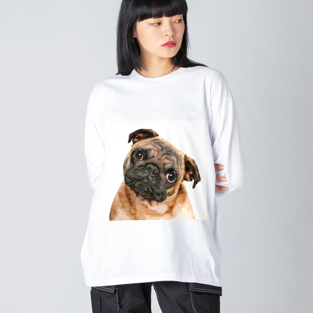 【CPPAS】Custom Pet Portrait Art Studioのパグドッグ Big Long Sleeve T-Shirt