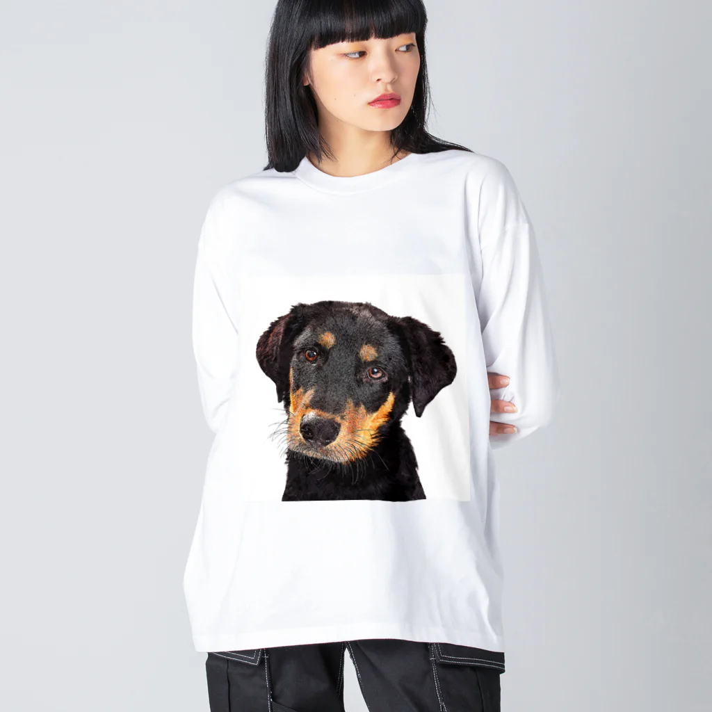 【CPPAS】Custom Pet Portrait Art Studioのかわいい子犬のロットワイラー Big Long Sleeve T-Shirt