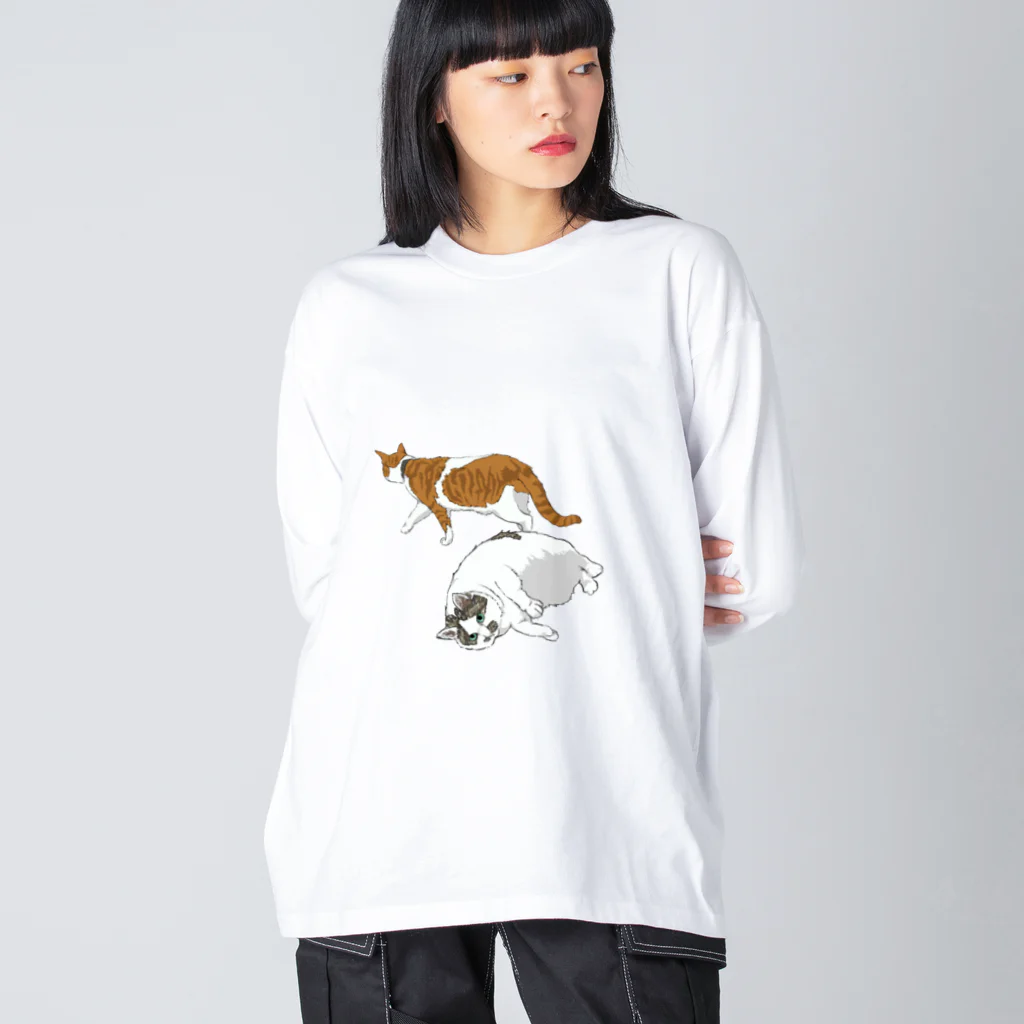 モモセ イトのアザラシ(猫)と(白茶)トラ(猫) Big Long Sleeve T-Shirt