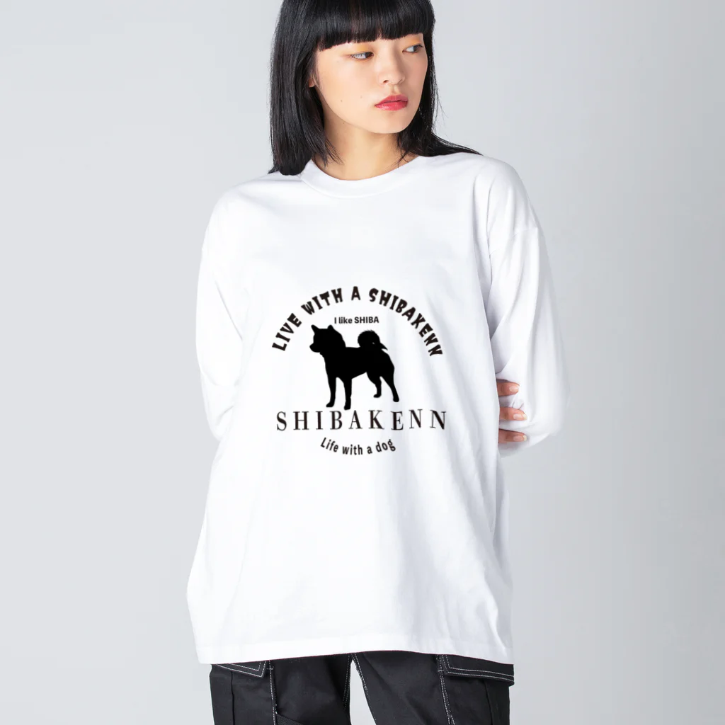 chicodeza by suzuriの柴犬のロゴ ビッグシルエットロングスリーブTシャツ