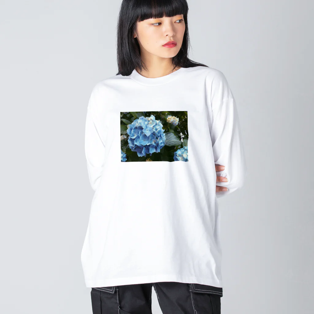 鯨田の紫陽花(あお) ビッグシルエットロングスリーブTシャツ