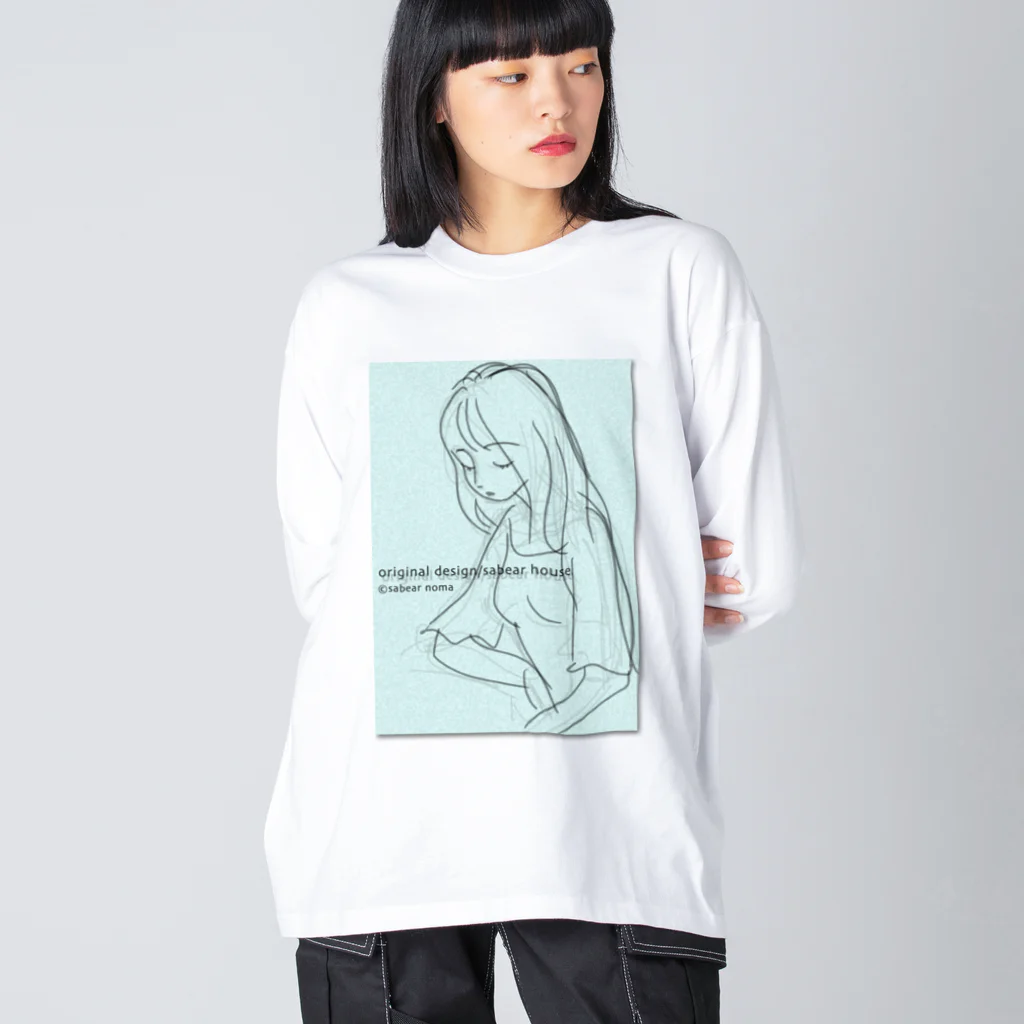 obosa_DENS/SABEAR_shop ＠SUZURIのrough drawing girl-1_ウェア ビッグシルエットロングスリーブTシャツ