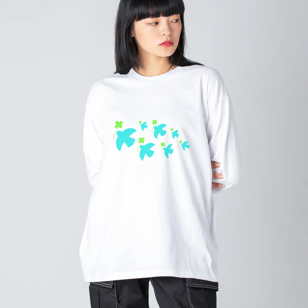 AROMA☆LOVELYのクローバーを運ぶ鳥 Big Long Sleeve T-Shirt