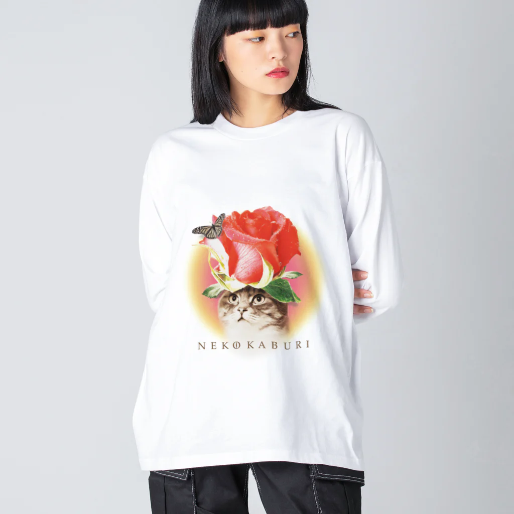 あっきー 🐈ねこ専門デザイナーのNEKOKABURI Big Long Sleeve T-Shirt