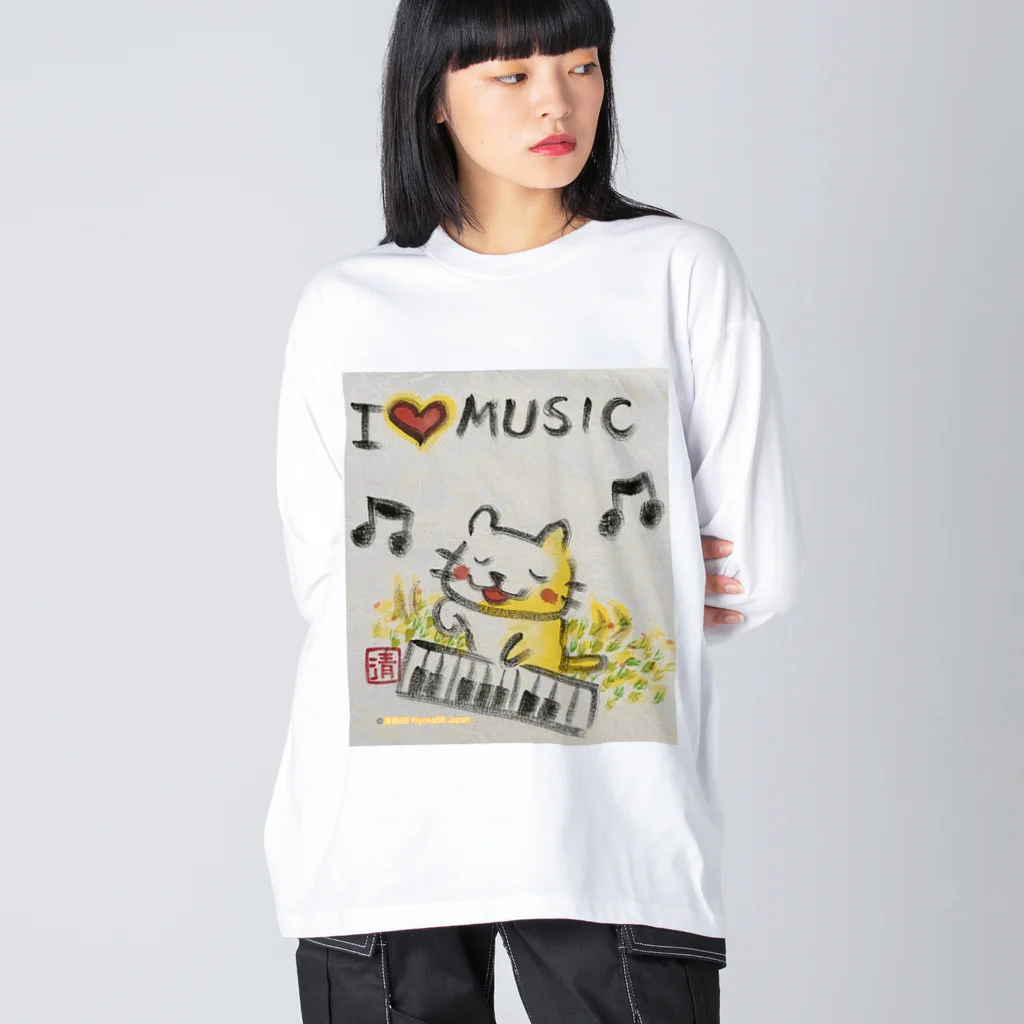 KIYOKA88WONDERLANDのピアノねこちゃん piano kitty ビッグシルエットロングスリーブTシャツ