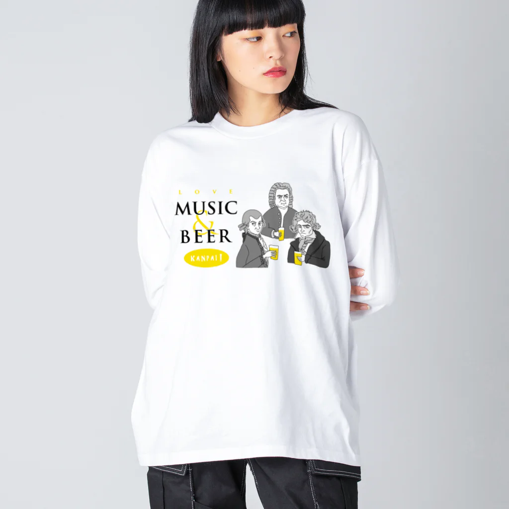 ビールとアート TM-3 Designの偉人 × BEER（三人の音楽家・音楽とビールを愛す） ビッグシルエットロングスリーブTシャツ