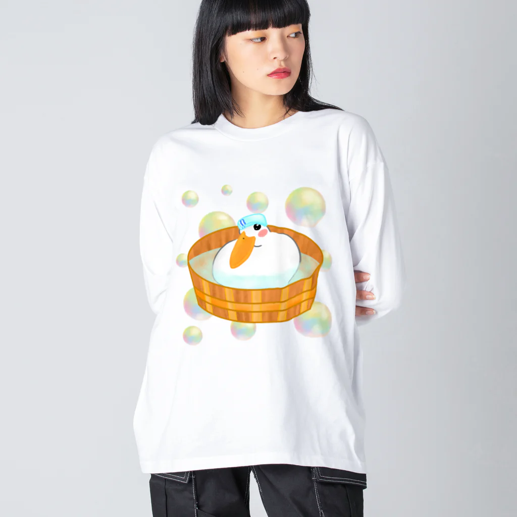 Lily bird（リリーバード）のほわほわ水浴びコールダック♪ ビッグシルエットロングスリーブTシャツ