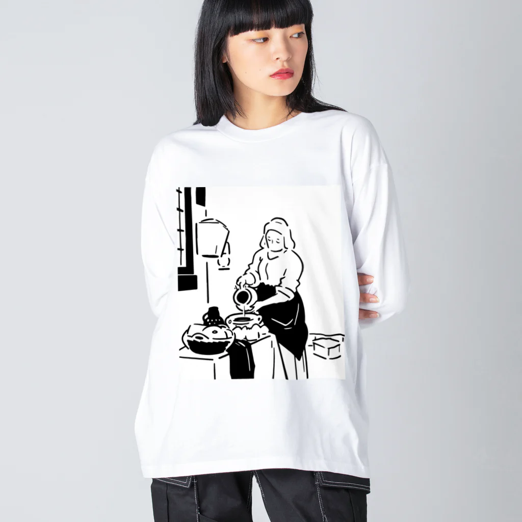 山形屋米店の牛乳を注ぐ女 Big Long Sleeve T-Shirt