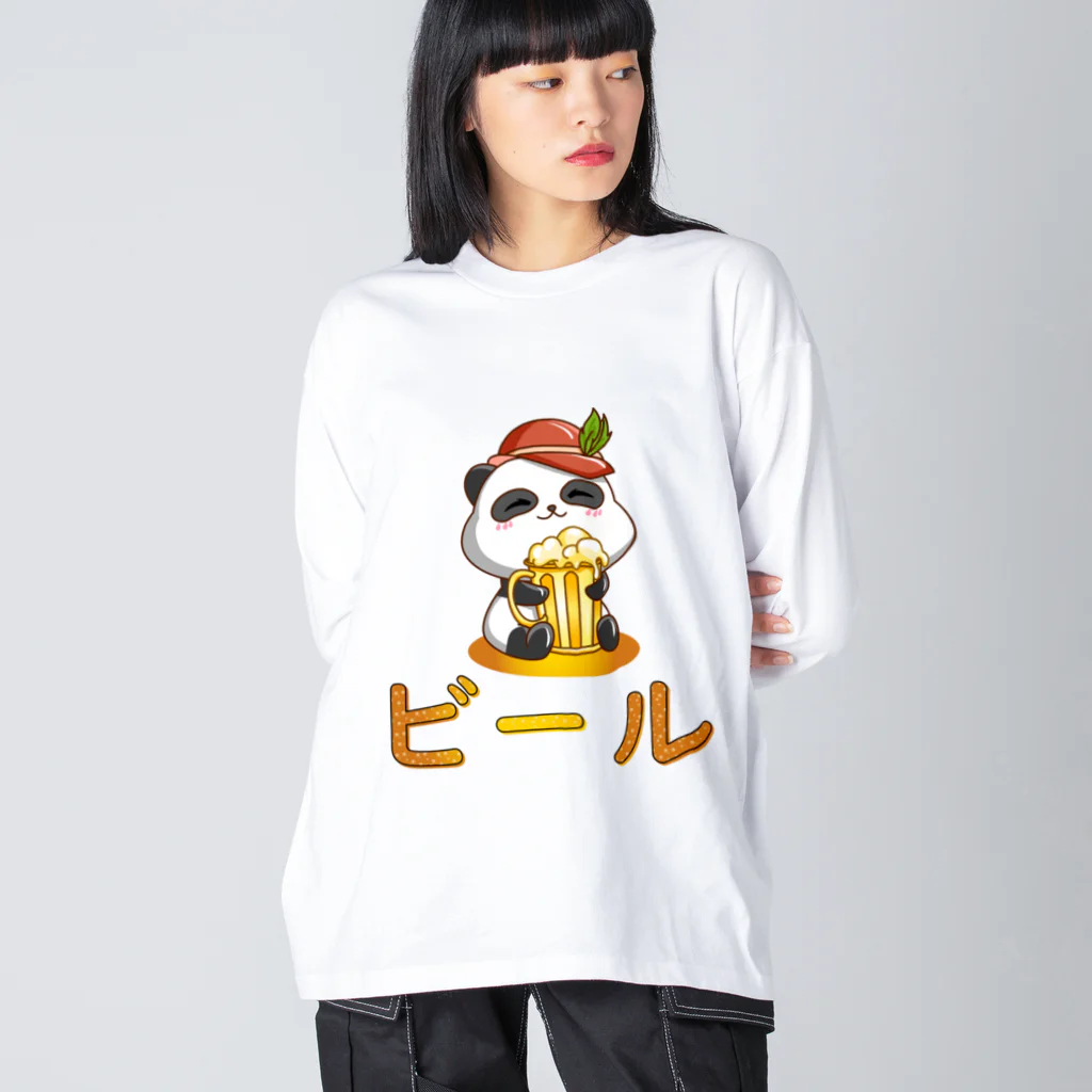 kawaiitopsの Cute Panda Drinking Beer Octoberfest ビッグシルエットロングスリーブTシャツ