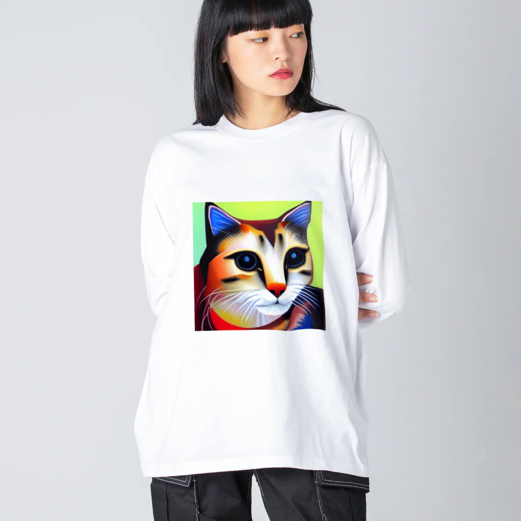 withCatsの真面目すぎてあまりモテないイケメン猫 Big Long Sleeve T-Shirt