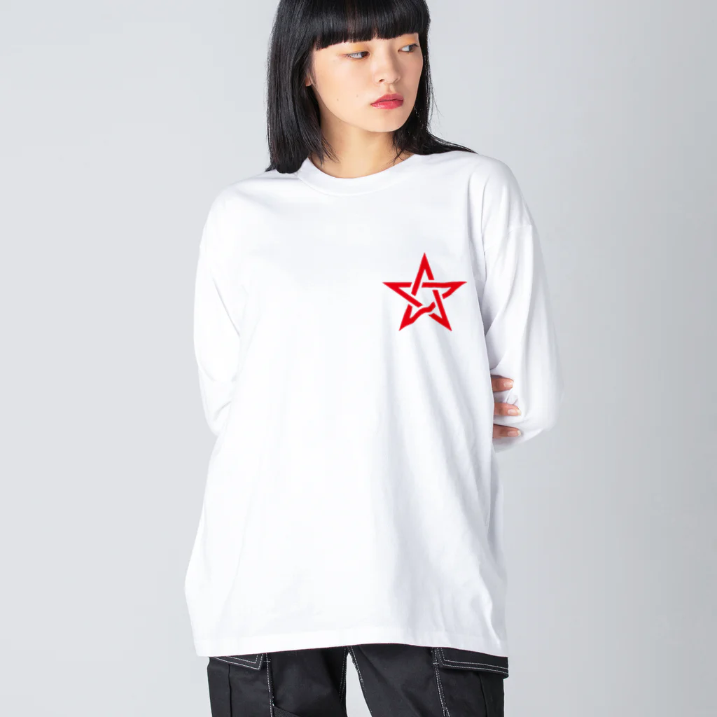 Ruckusismの五芒星Red ビッグシルエットロングスリーブTシャツ