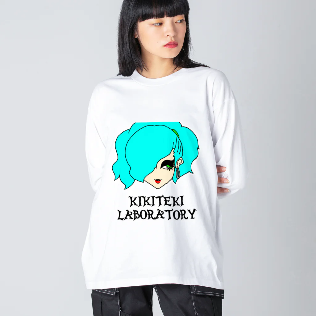 KIKITEKI_LABORATORYのPONITE GAL ミント×黄緑 ビッグシルエットロングスリーブTシャツ