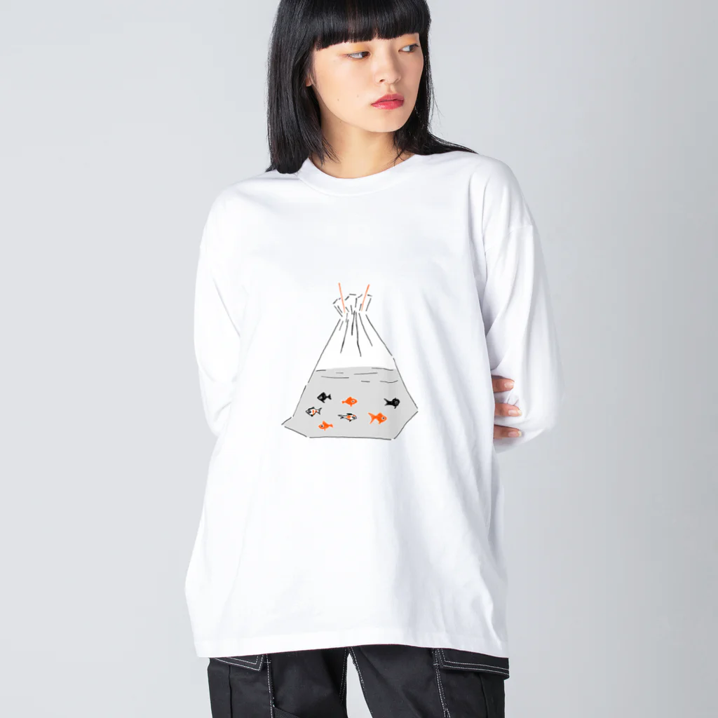 NIKORASU GOの祭りデザイン「金魚すくい」 Big Long Sleeve T-Shirt