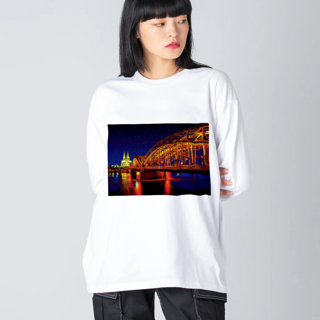 GALLERY misutawoのドイツ 夜のホーエンツォレルン橋とケルン大聖堂 Big Long Sleeve T-Shirt