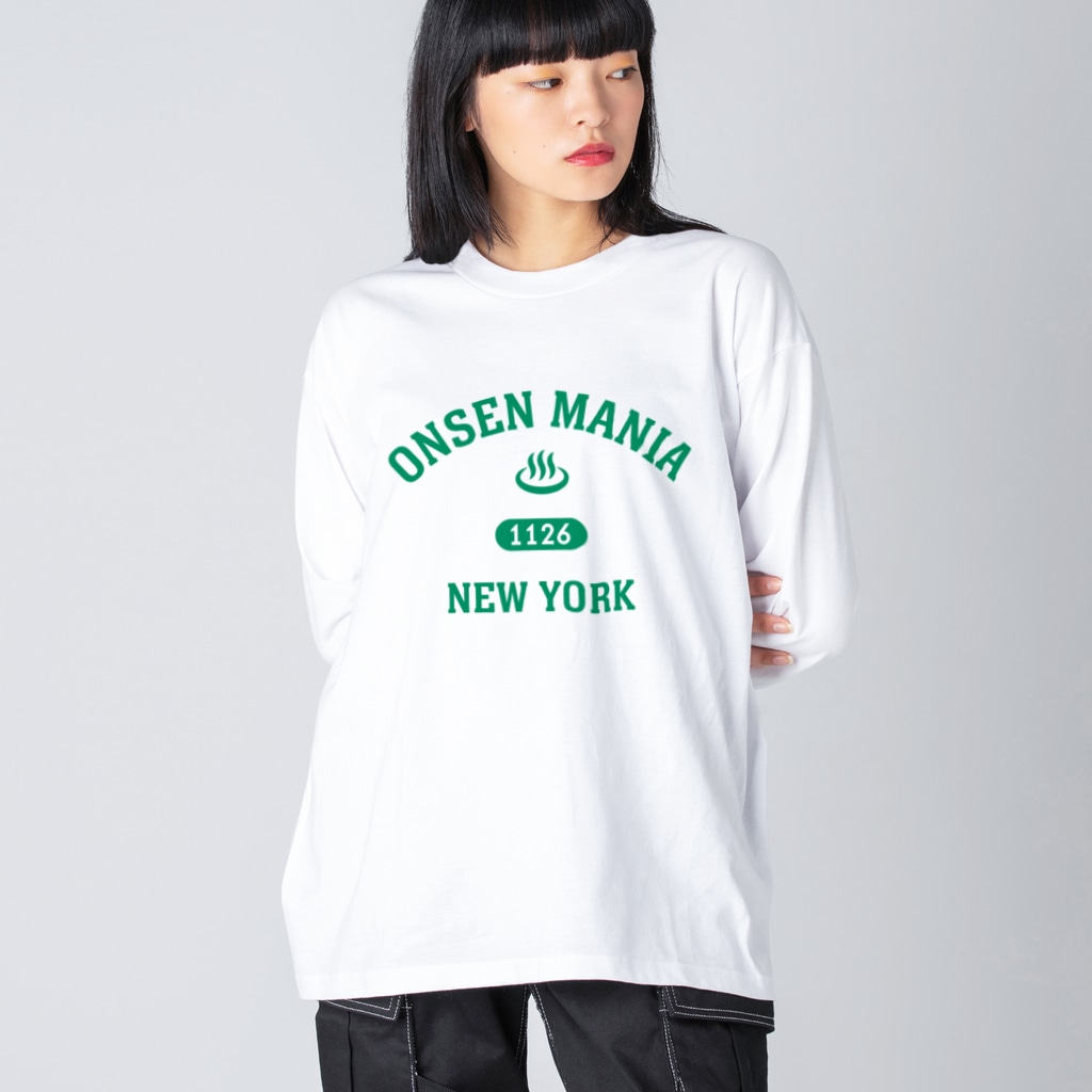 対象Tシャツ★1,000円引きセール本日最終日！！！のONSEN MANIA (グリーン) Big Long Sleeve T-Shirt